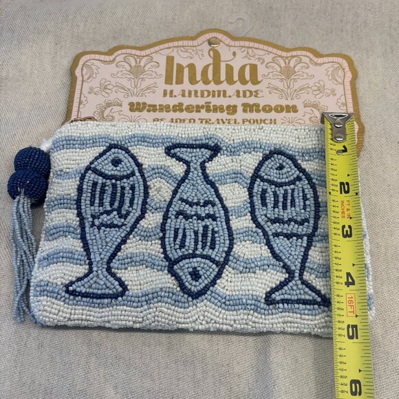 Wandering Moon Viral Sardines Beaded Bag - Blue and White - Picture 6 of 7